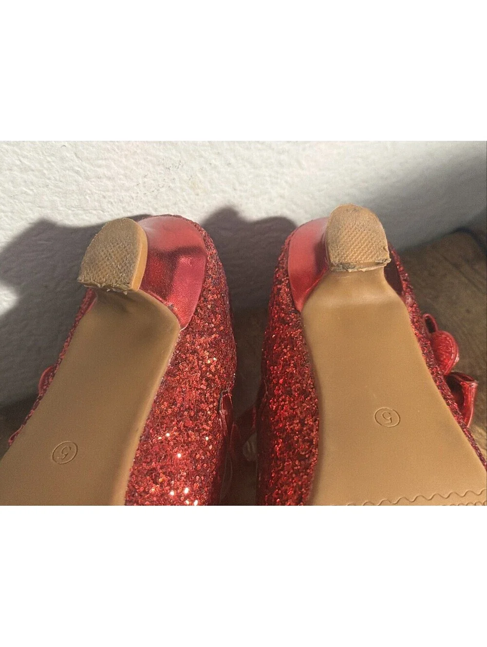 Wizard of Oz Dorothy Fancy Red Ruby Slippers Shoes Heels 5 Girl Kids 5Y Costume